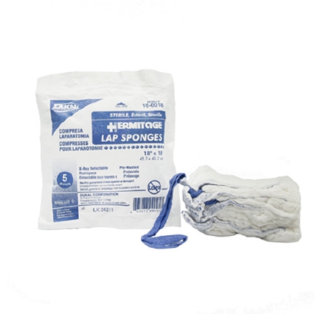 Sponges Surgical Laparotomy Sponge X-Ray Detectable Cotton 18 X 18 Inch 5 Count Pack Sterile (5/PK 20PK/CS) by Dukal Corporation  ID 10-0018
